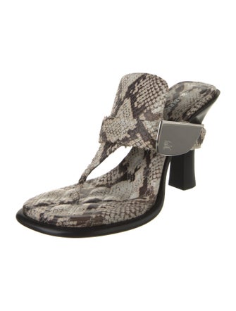 Burberry Snakeskin Animal Print T-Strap Sandals
