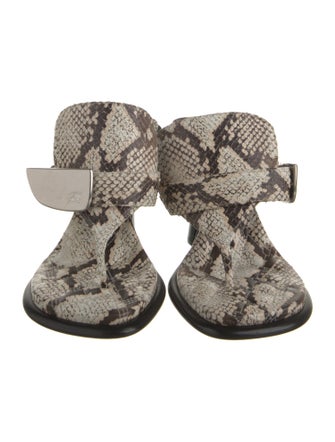 Burberry Snakeskin Animal Print T-Strap Sandals
