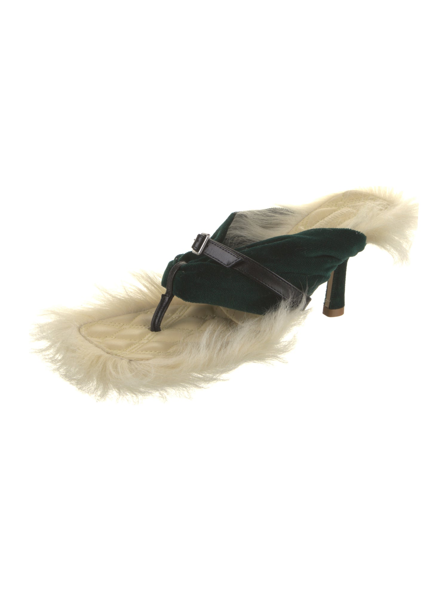 Burberry Velvet Leather Trim Embellishment Slides