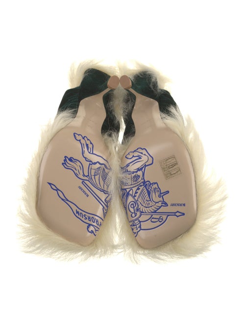 Burberry Velvet Leather Trim Embellishment Slides