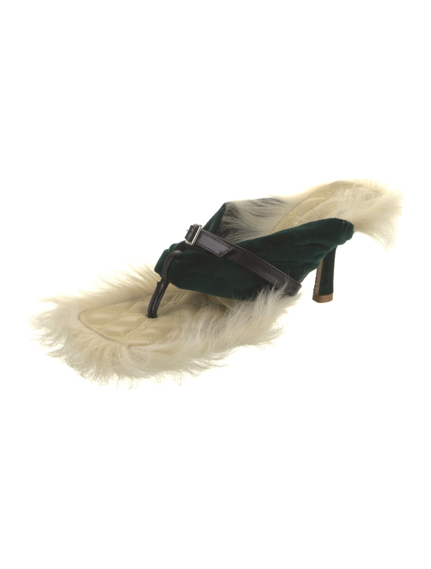 Burberry Velvet Leather Trim Embellishment Slides