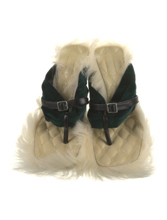 Burberry Velvet Leather Trim Embellishment Slides