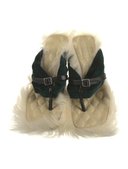 Burberry Velvet Leather Trim Embellishment Slides