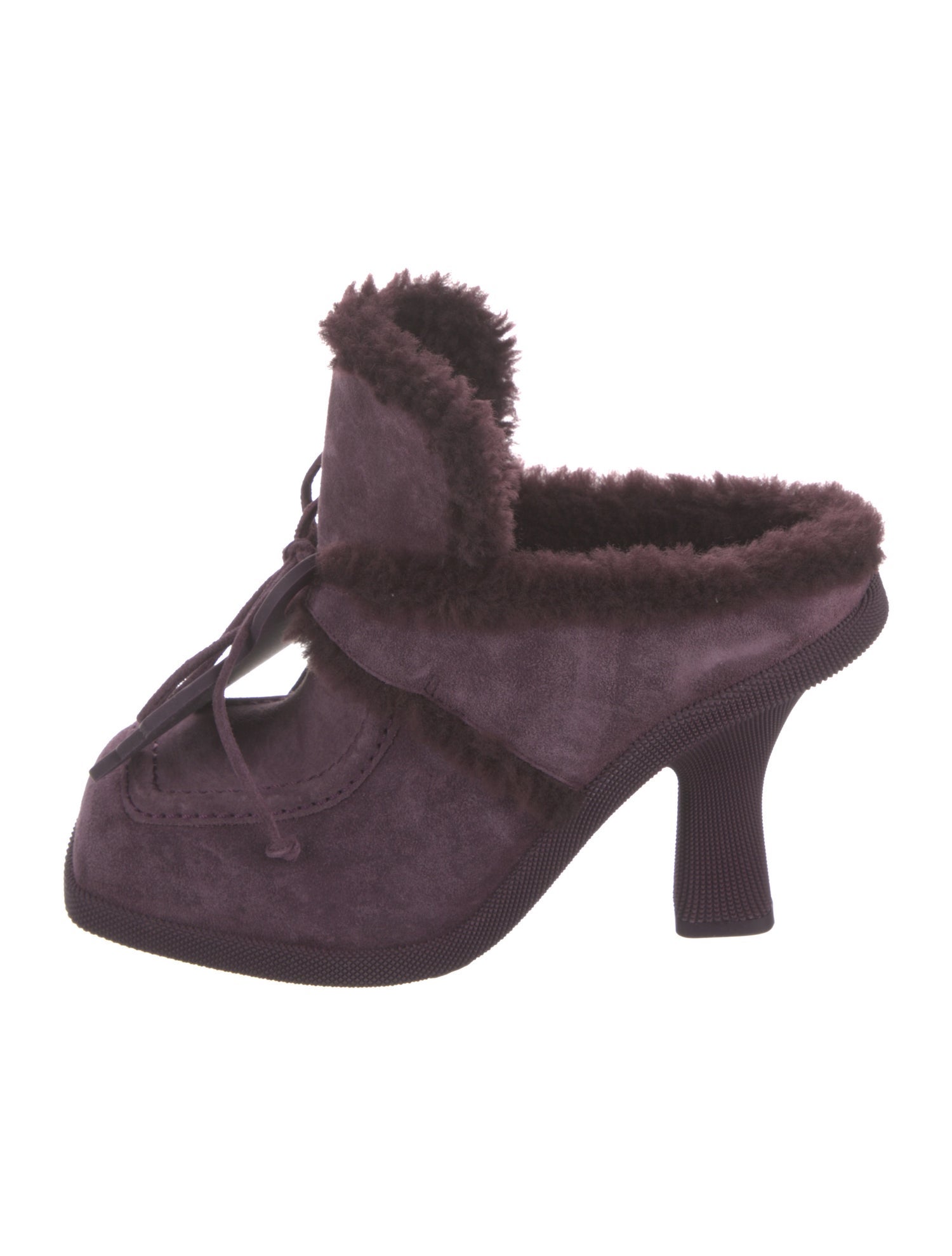 Burberry Suede Fur Trim Mules