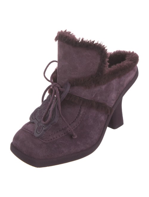 Burberry Suede Fur Trim Mules