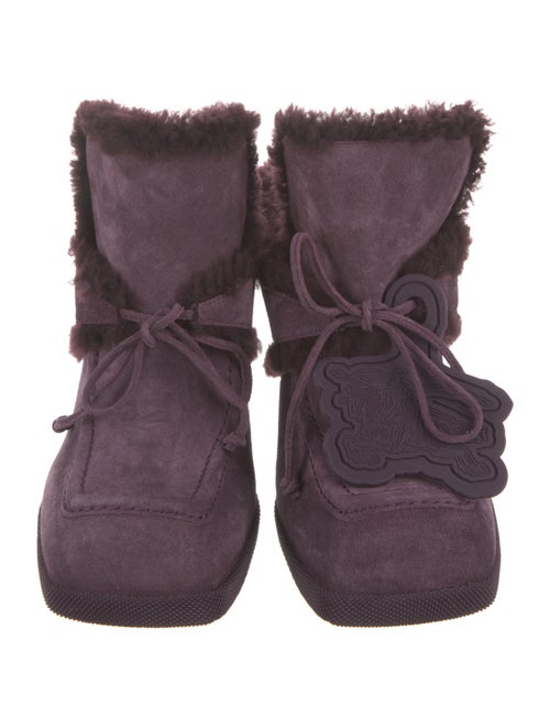 Burberry Suede Fur Trim Mules