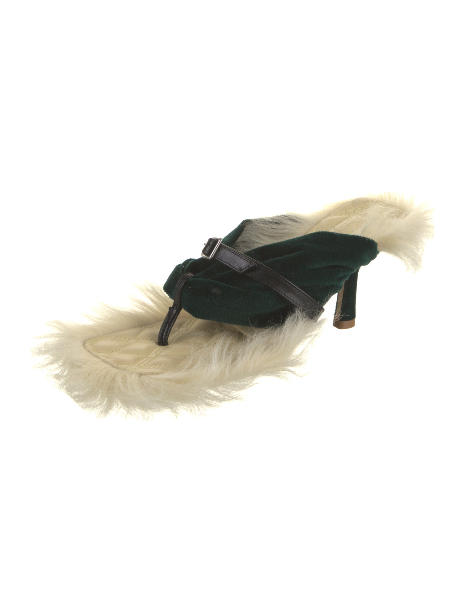 Burberry Velvet Leather Trim Embellishment Slides