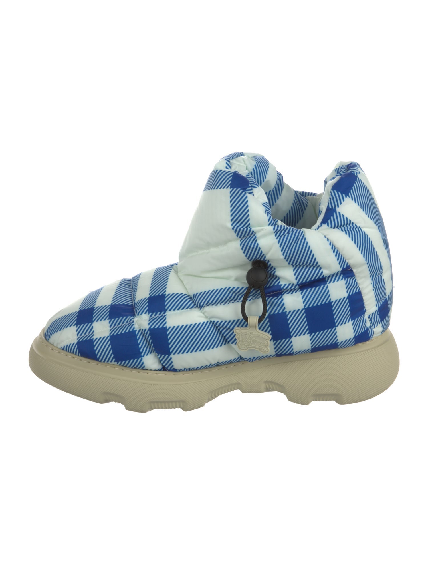 Burberry Nylon Plaid Print Rain Boots