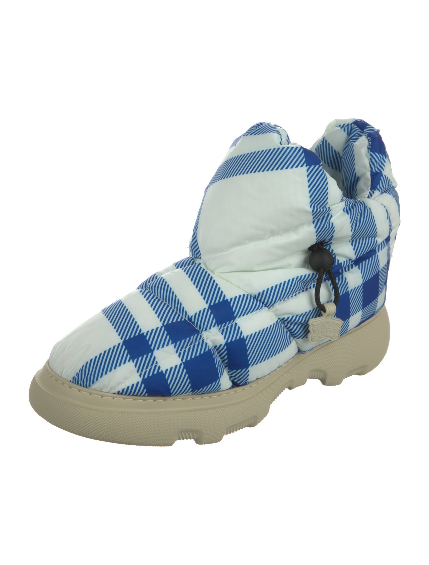 Burberry Nylon Plaid Print Rain Boots