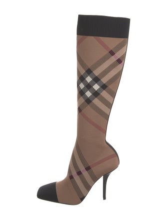 Burberry Plaid Print Sock Boots