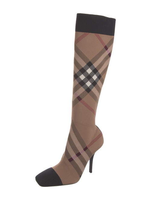 Burberry Plaid Print Sock Boots