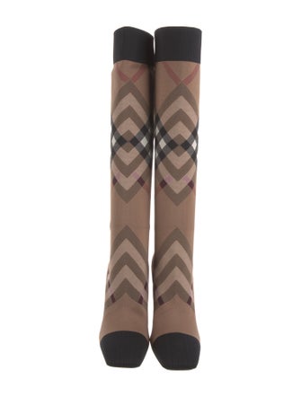 Burberry Plaid Print Sock Boots