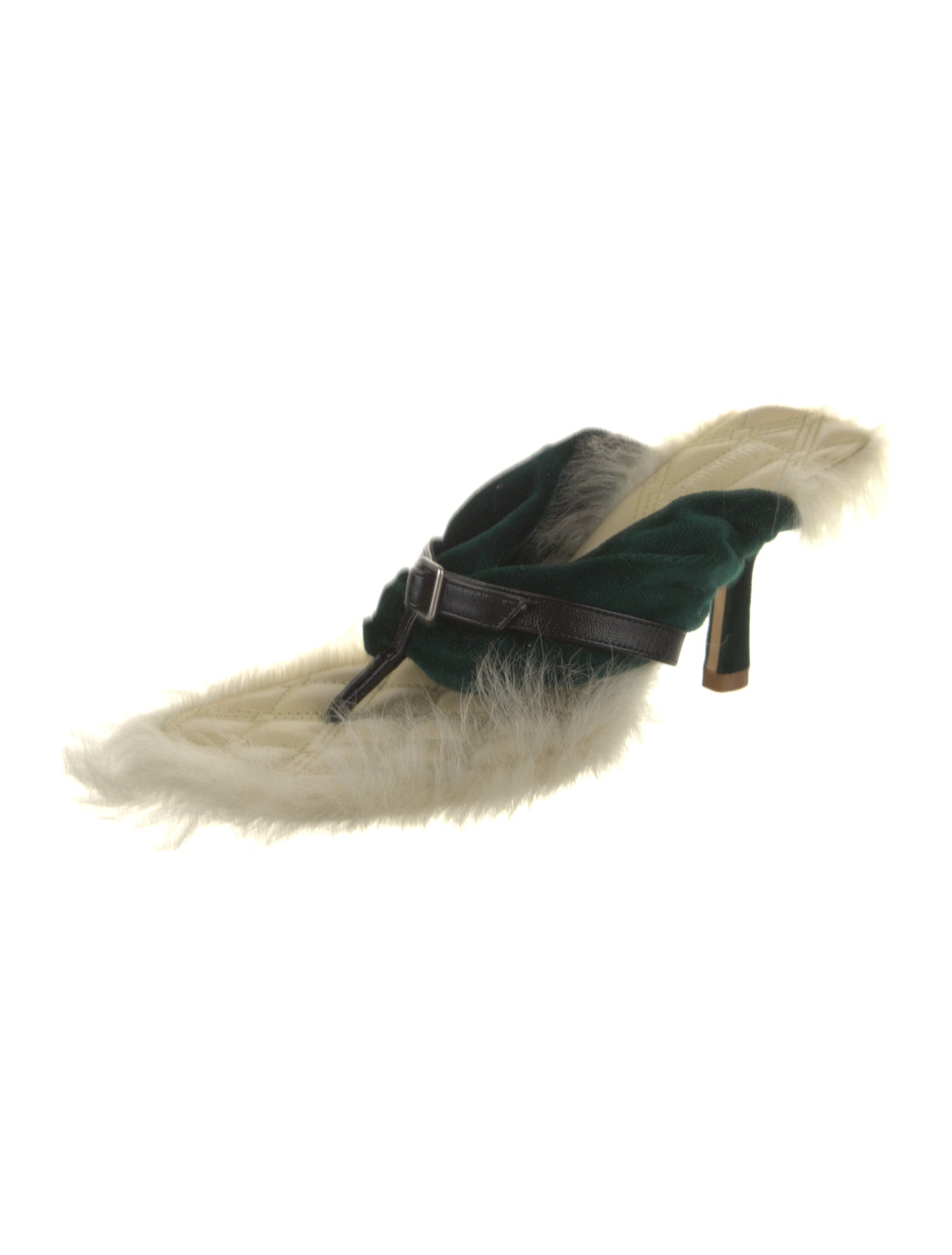 Burberry Velvet Fur Trim Slides