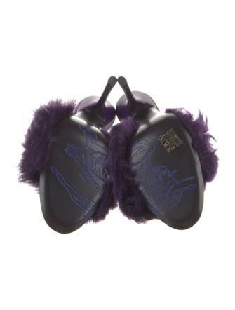 Burberry Fur Fur Trim Slides