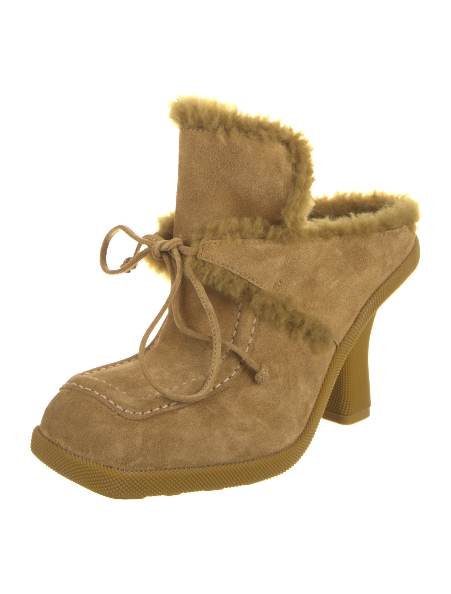 Burberry Suede Fur Trim Mules