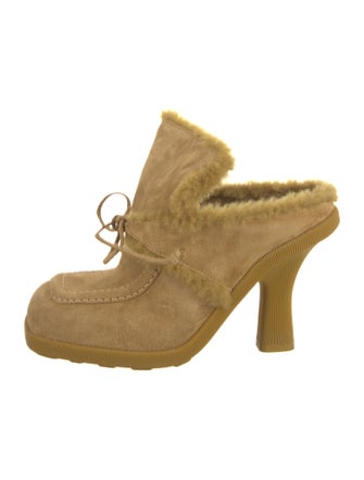 Burberry Suede Fur Trim Mules