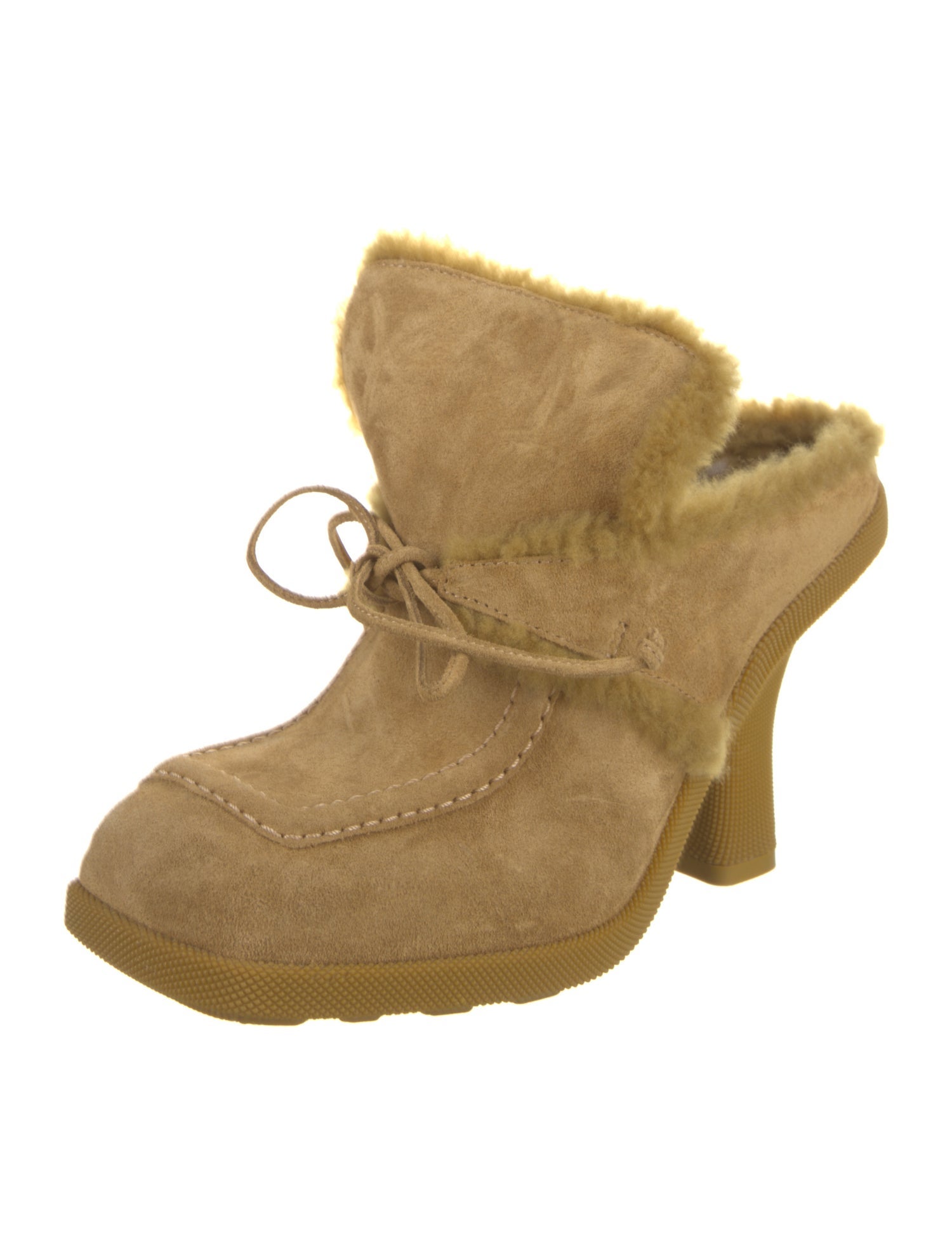 Burberry Suede Fur Trim Mules