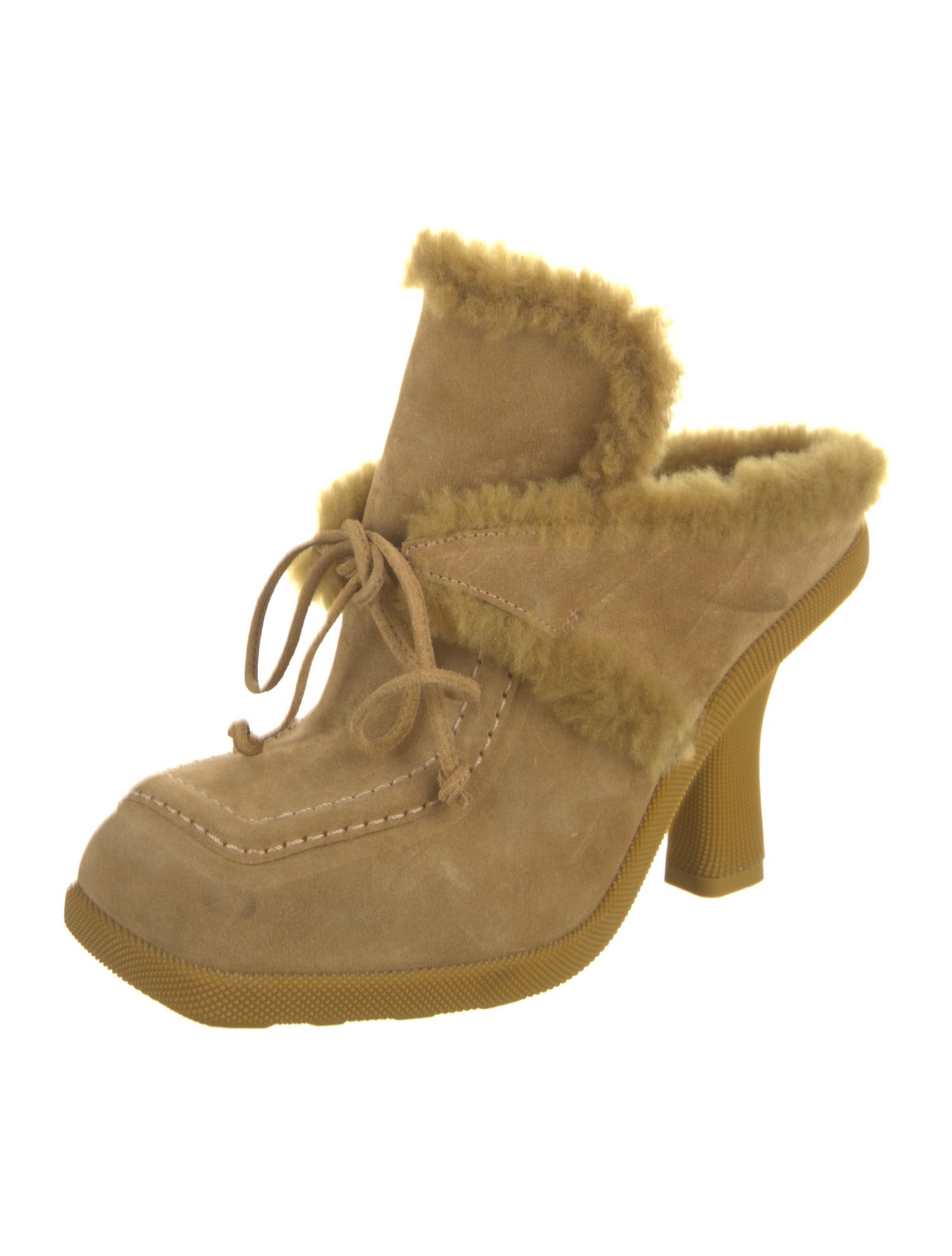 Burberry Suede Fur Trim Mules