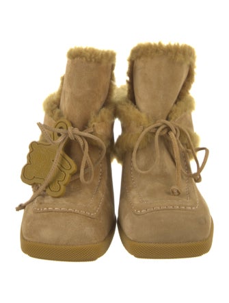 Burberry Suede Fur Trim Mules