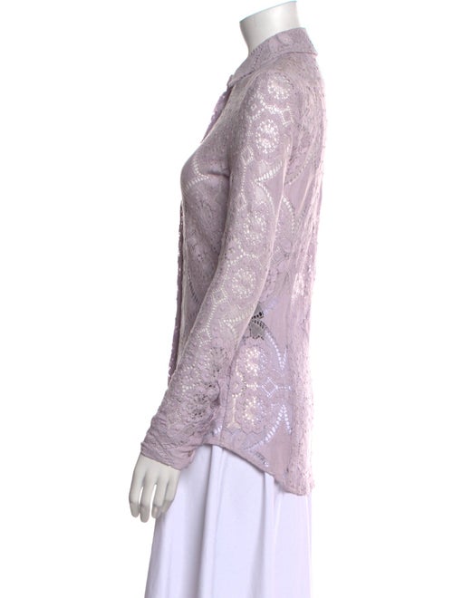 Burberry Printed Long Sleeve Button-Up Top