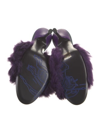 Burberry Fur Fur Trim Slides