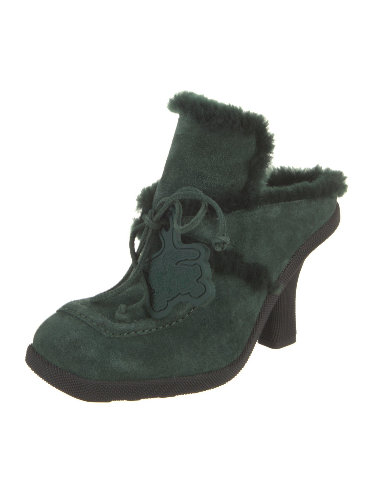 Burberry Suede Fur Trim Mules