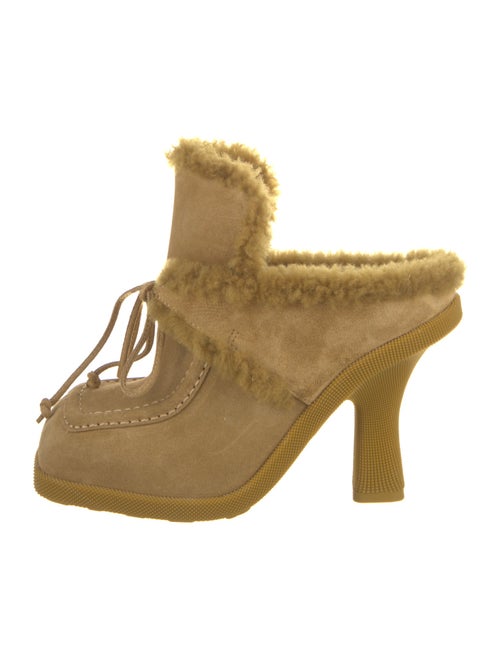 Burberry Suede Fur Trim Mules