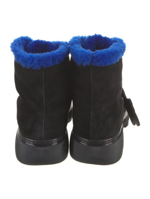 Burberry Suede Fur Trim Lace-Up Boots