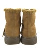 Burberry Suede Fur Trim Lace-Up Boots