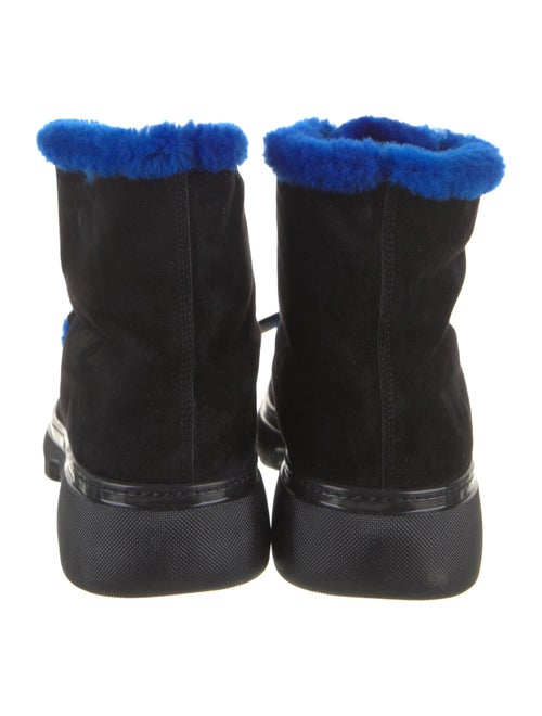 Burberry Suede Faux Fur Trim Lace-Up Boots