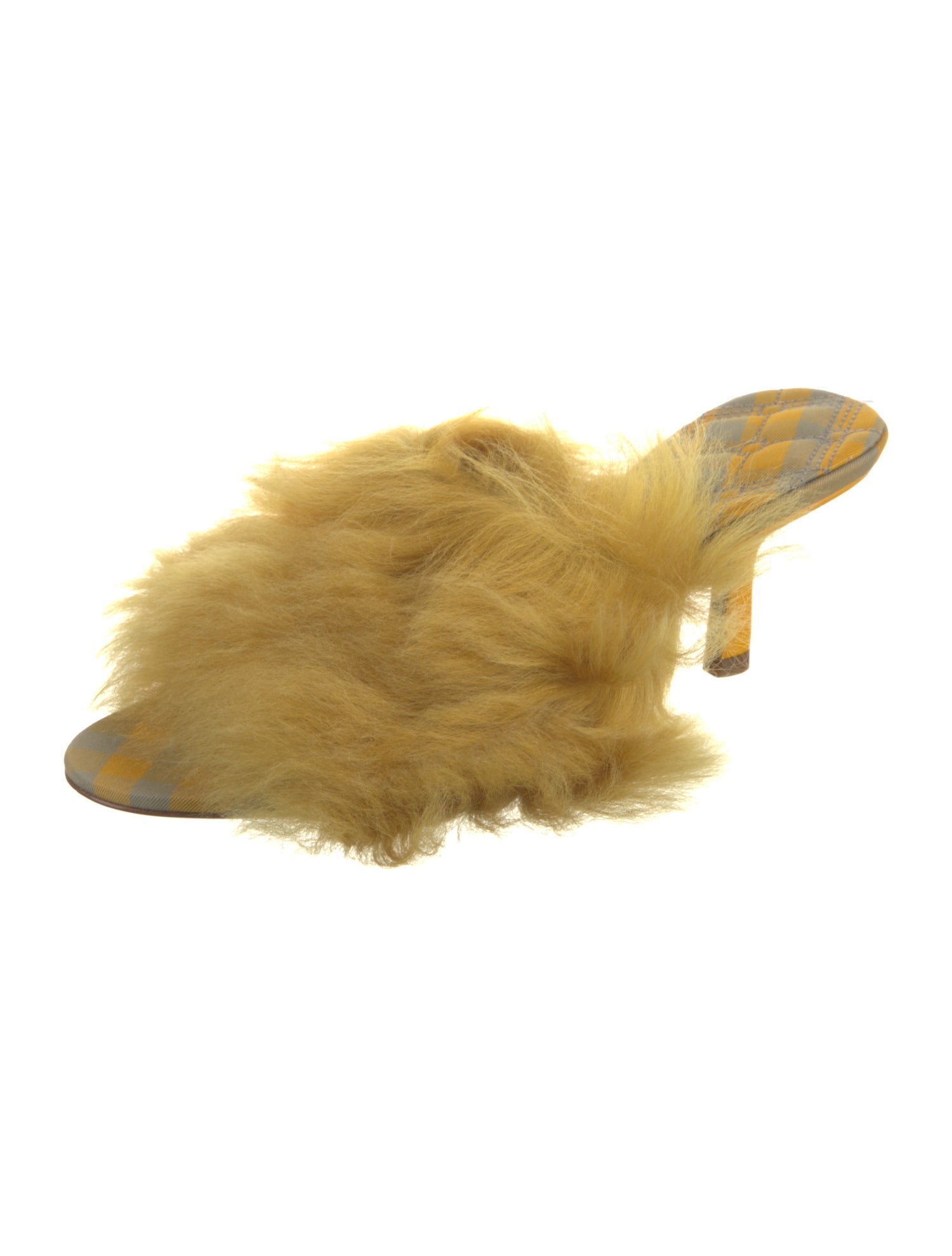 Burberry Fur Leather Trim Embellishment Slides