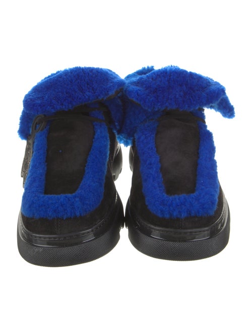 Burberry Suede Fur Trim Lace-Up Boots