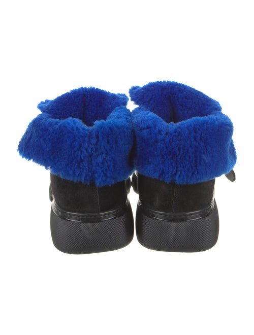 Burberry Suede Fur Trim Lace-Up Boots