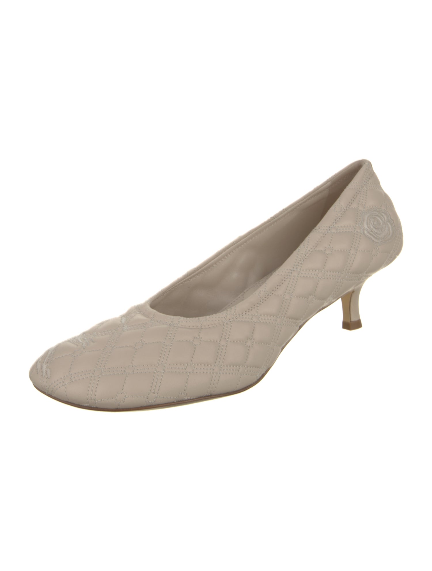 Burberry Leather Embroidered Accent Pumps w/ Tags