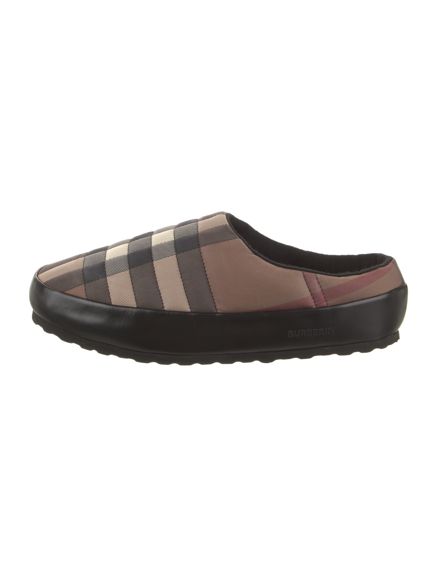 Burberry Nylon Plaid Print Slippers