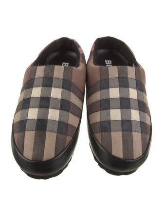 Burberry Nylon Plaid Print Slippers