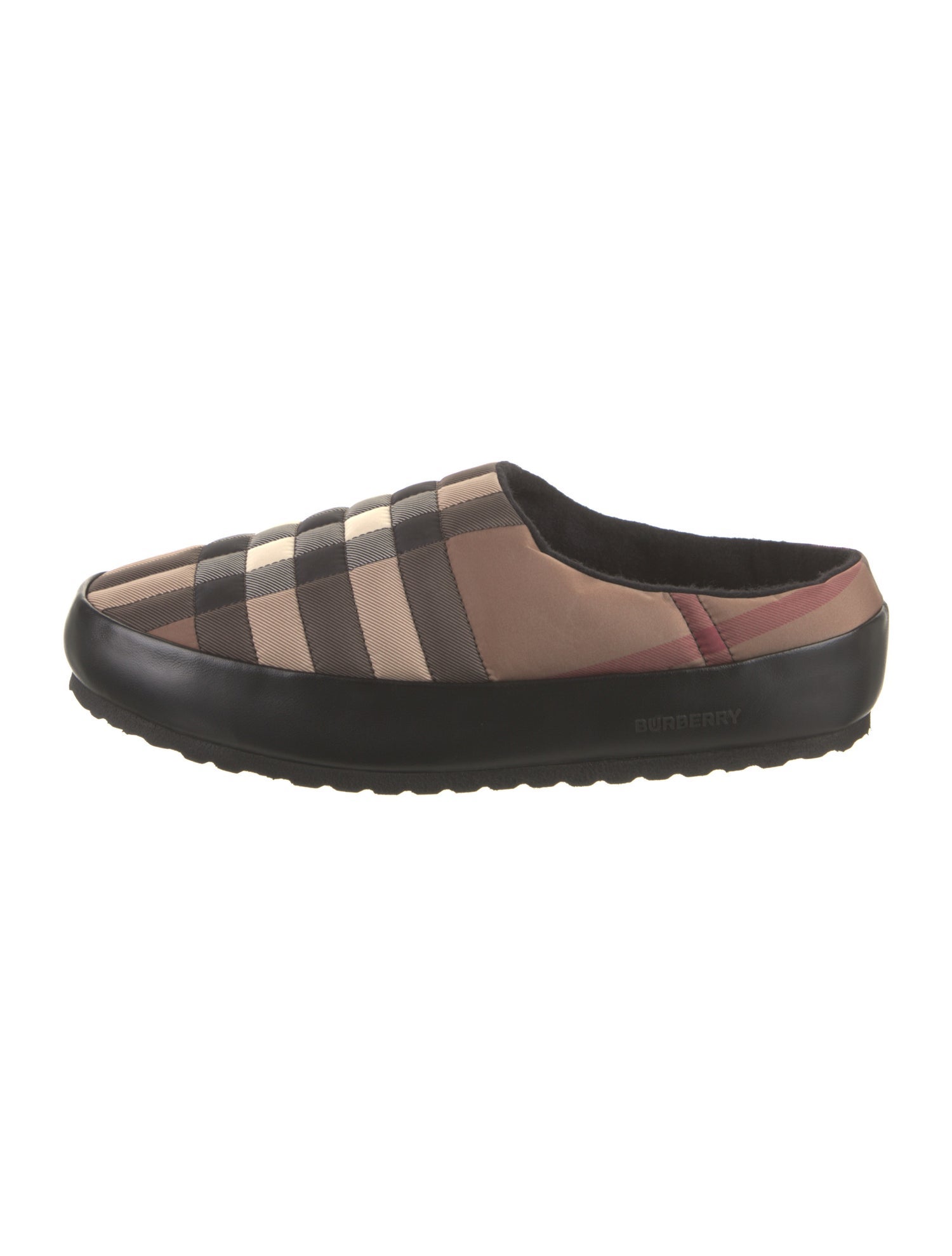 Burberry Nylon Plaid Print Slippers