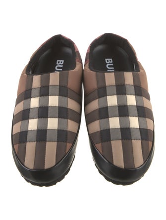 Burberry Nylon Plaid Print Slippers
