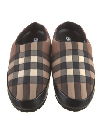 Burberry Nylon Plaid Print Slippers