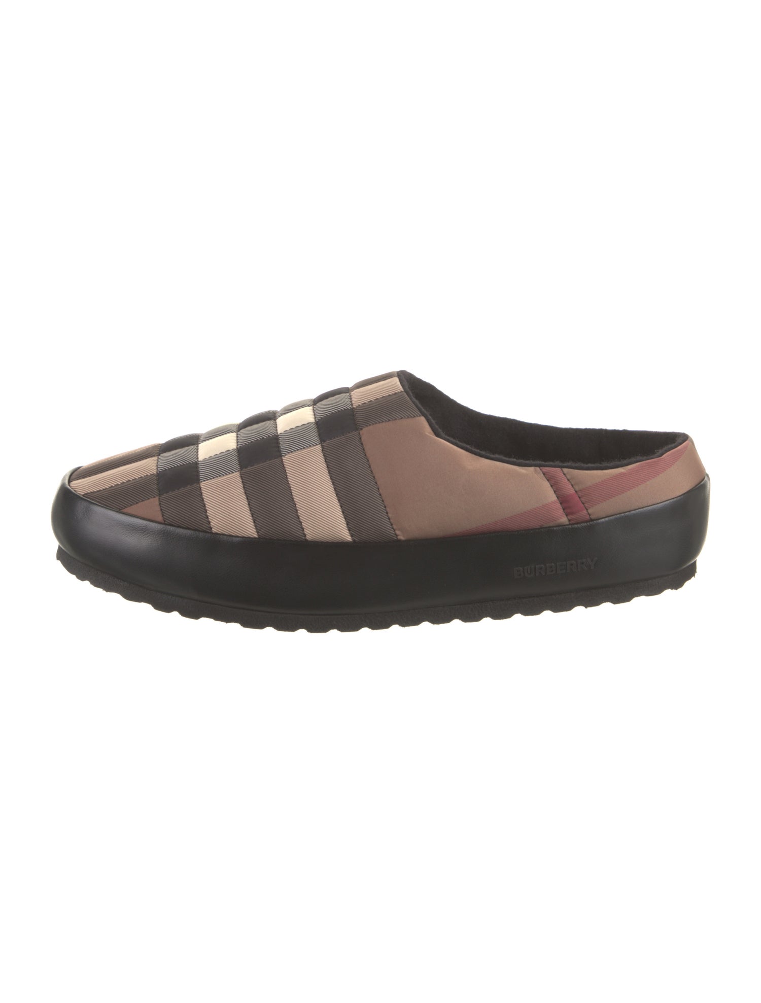 Burberry Nylon Plaid Print Slippers