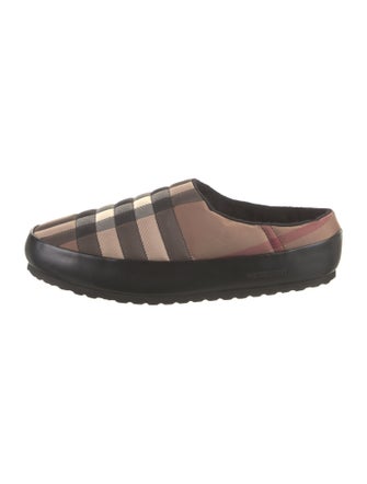 Burberry Nylon Plaid Print Slippers