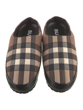 Burberry Nylon Plaid Print Slippers