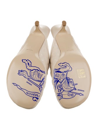 Burberry Leather Embroidered Accent Mules
