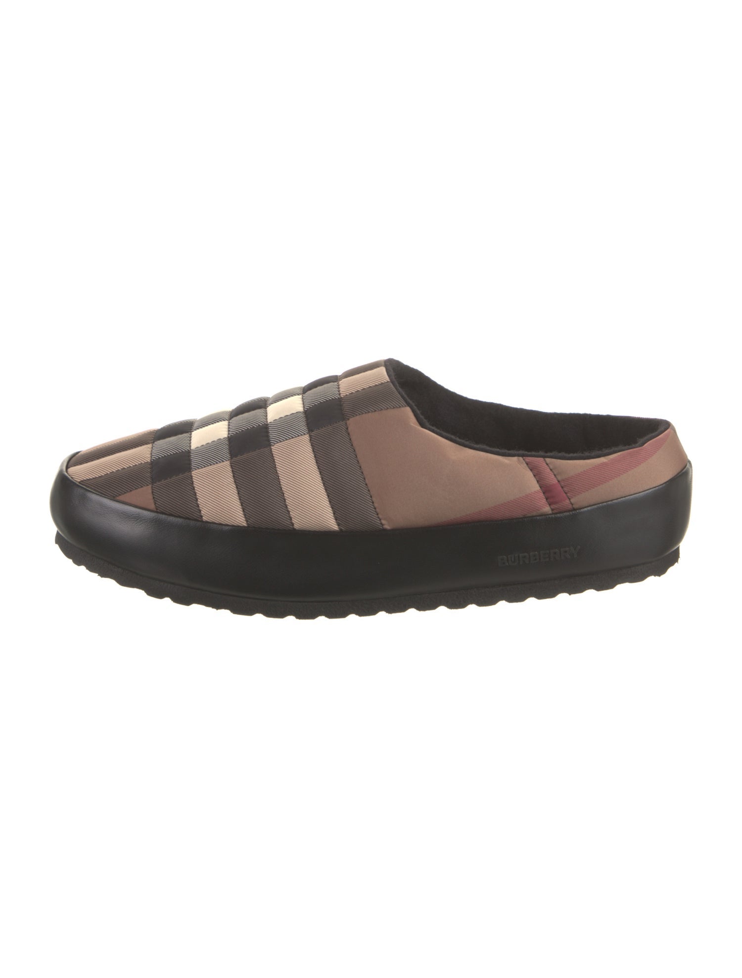 Burberry Nylon Plaid Print Slippers