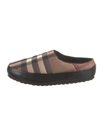 Burberry Nylon Plaid Print Slippers