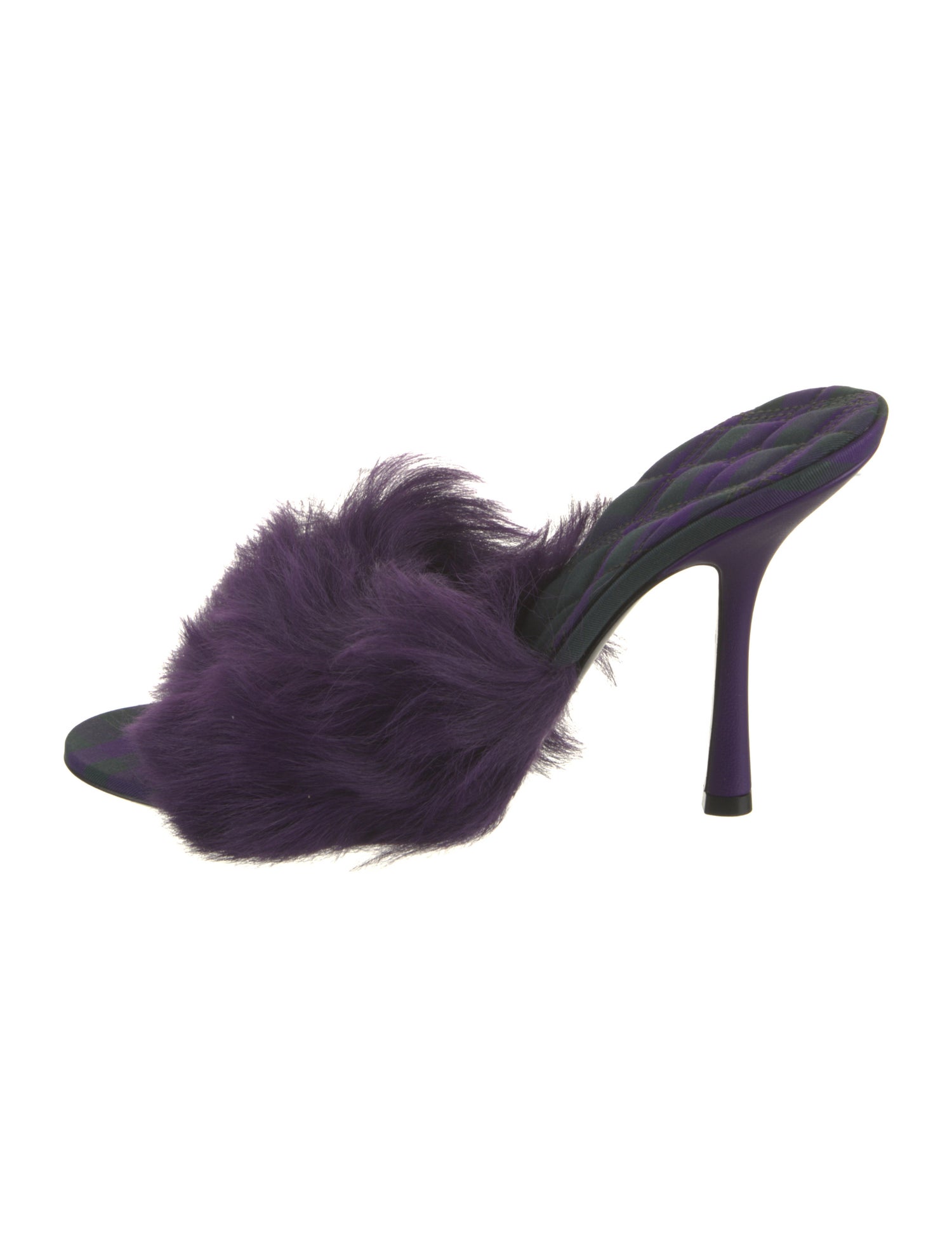 Burberry Fur Leather Trim Embellishment Slides