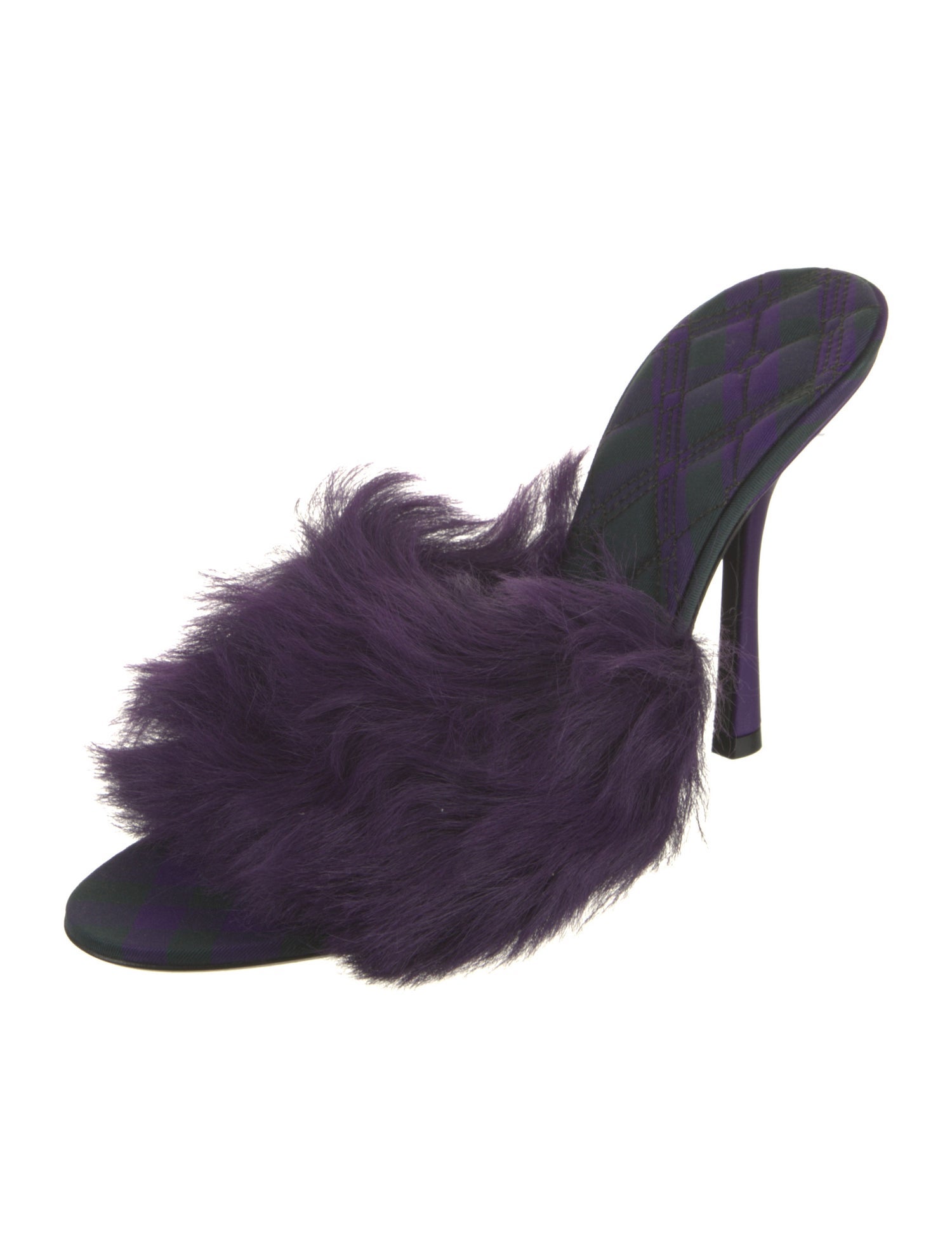 Burberry Fur Leather Trim Embellishment Slides