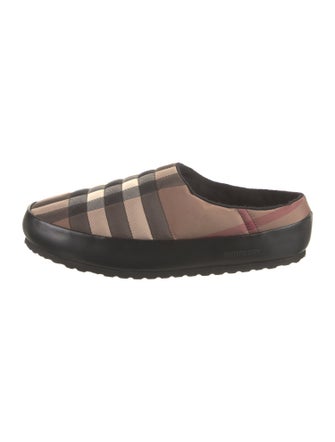 Burberry Nylon Plaid Print Slippers