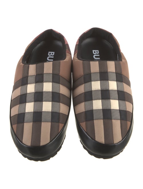 Burberry Nylon Plaid Print Slippers