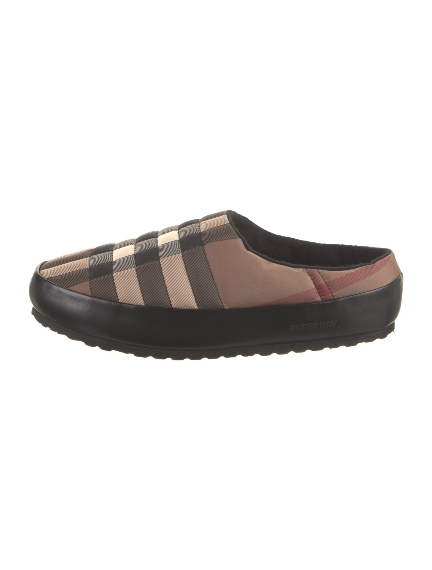Burberry Nylon Plaid Print Slippers